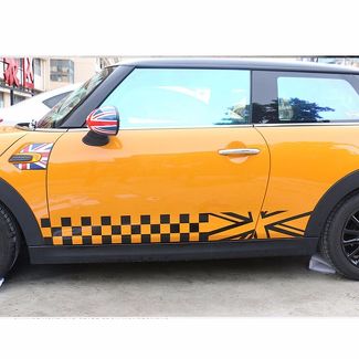 Checkered Style Side Racing Stripes Deurrok Decal Sticker voor MINI Cooper F56