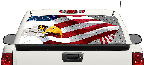 Bald Eagle & USA Vlag Achterruit Vinyl Decal Sticker