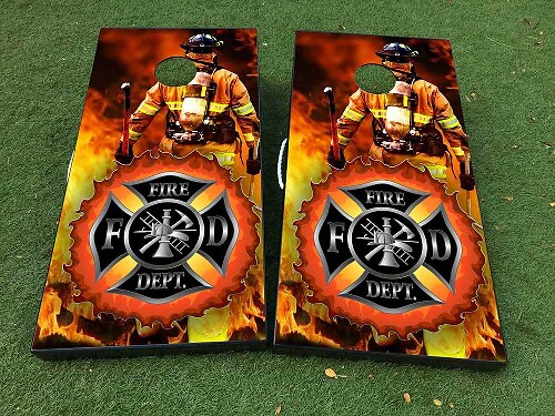Brandweer Brandweerman Cornhole Bord Vinyl Wrap Decal Set