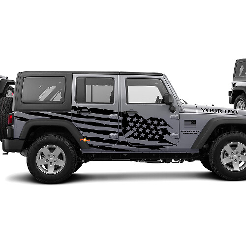Versleten Amerikaanse Vlag Zij Vinyl Sticker Decal voor Jeep Wrangler Unlimited JK
