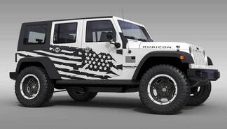 Amerikaanse vlag thema splash Stars grafische sticker voor 07-17 Jeep Wrangler Unlimited JK 4 Door