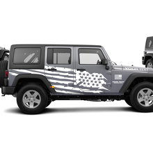Versleten Amerikaanse Vlag Zij Vinyl Sticker Decal voor Jeep Wrangler Unlimited JK 2