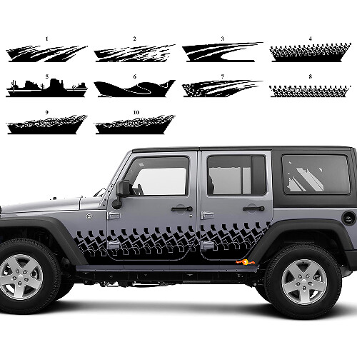Aangepast Splash Zijkant Deuren Grafische Vinyl Decal Set voor Jeep Wrangler JK