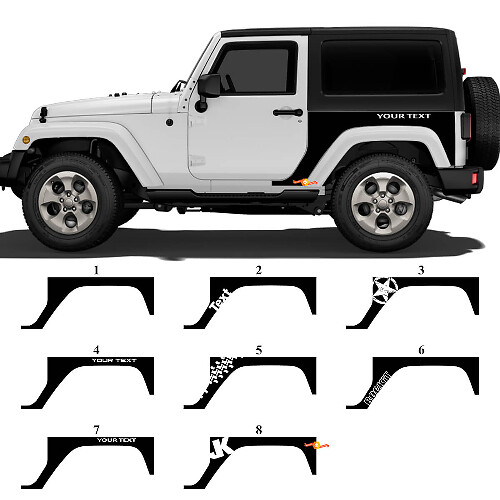 Aangepaste vinylstickerset voor achterste zijpaneel voor Jeep Wrangler JK