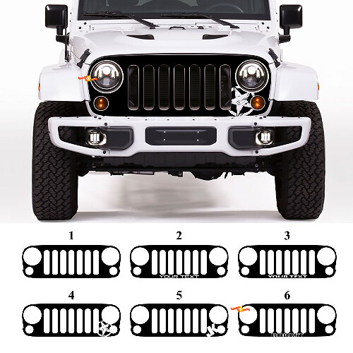 Op maat gemaakte grill blackout-graphics vinylsticker voor Jeep Wrangler Rubicon JK