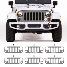 Op maat gemaakte grill blackout-graphics vinylsticker voor Jeep Wrangler Rubicon JK 2