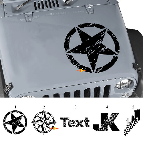Aangepaste grafische motorkap vinyl decal sticker voor Jeep Wrangler Rubicon JK