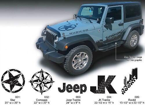 JEEP Sticker Sticker Motorkap graphics 07-16 Wrangler Rubicon JK Rockit