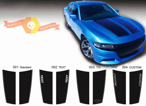 TEXT T/X CUSTOM Split Accents Motorkap Vinyl Decal Sticker voor Dodge Charger 2015-2016