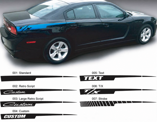 Custom Straight Razor Stripe Pair — Vinylsticker (zijkant) voor Dodge Charger 2011-2014