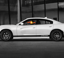 Daytona GT Style CUSTOM TEXT T/X Script Stripe Set — Vinylsticker (zijkant, dorpel) voor Dodge Charger 2006-2020_3