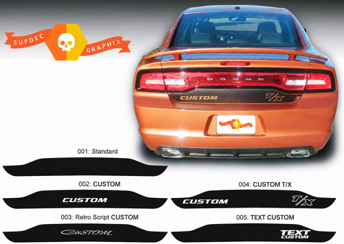CUSTOM TEXT T/X Trunk Blackout Options Kofferbak Vinylsticker voor Dodge Charger 2011-2014