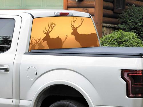 Herten in de zonsondergang stralen Achterruit Sticker Sticker Pick-up Truck SUV Auto elke maat