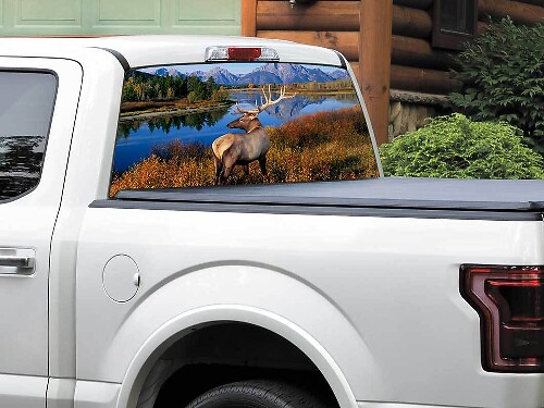 Herten Bergen Rivier Achterruit Vinyl Sticker voor Pick-up Truck SUV