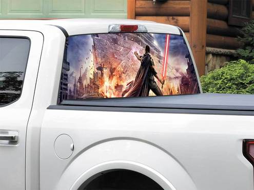 Lightsaber Star Destroyer Star Wars Starkiller Video Game Achterruit Decal Sticker Pick-up Truck SUV Auto elke maat