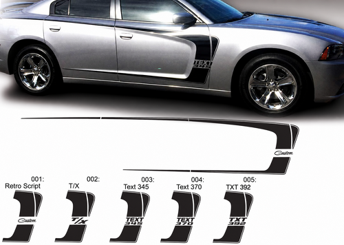Custom C Stripe 370 Graphics Pair — Vinylsticker (zijkant) voor Dodge Charger 2011-2014