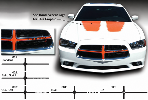 CUSTOM TEXT T/X Grille Crosshair Options Volledige set Vinylsticker voor Dodge Charger 2011-2014