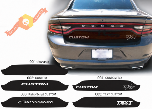 CUSTOM TEXT T/X Trunk Blackout Options Kofferbak Vinylsticker voor Dodge Charger 2015-2020