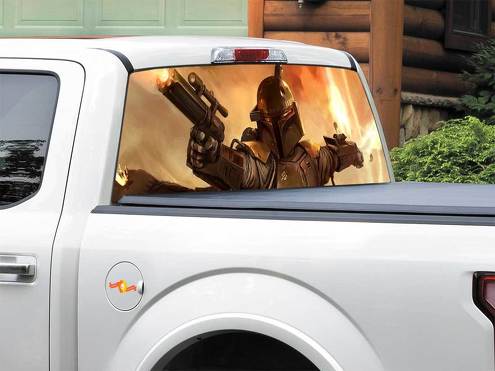Boba Fett Bounty Hunter Star Wars achterruit sticker sticker pick-up truck SUV auto elke maat