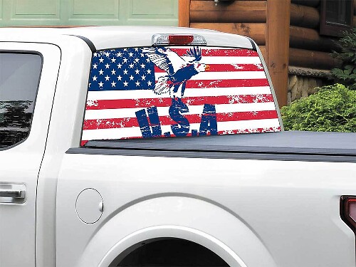 USA-vlag Kale Adelaar Achterruit Vinyl Sticker voor Pick-up Truck SUV