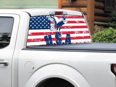 USA vlag Kale patriottische Verontruste stijl Achterruit Decal Sticker Pick-up Truck SUV Auto elke maat