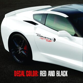 Corvette Racing 1 paar logo vinyl grafische stickers C3 C4 C5 C6 C7 ZO6 ZR1 zwart en rood
