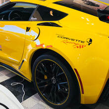 Corvette Racing 1 paar logo vinyl grafische stickers C3 C4 C5 C6 C7 ZO6 ZR1 zwart en rood 2