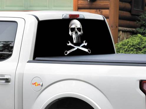 Metalen Schedel Stalen Achterruit Decal Sticker Pick-up Truck SUV Auto elke maat