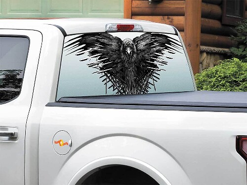 Raven Throne Geperforeerde Achterraam Vinyl Sticker voor Pickup Truck SUV