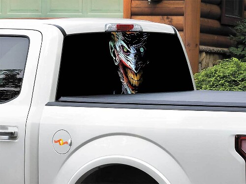 Eng Gezicht van Stripboek Schurk Achterruitsticker voor Pickup Truck SUV