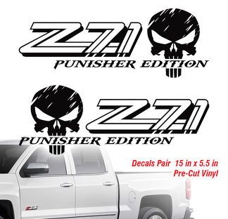 2 Chevy Z71 Punisher 4X4 off-road truck Silverado Chevrolet Decals Pair Decal