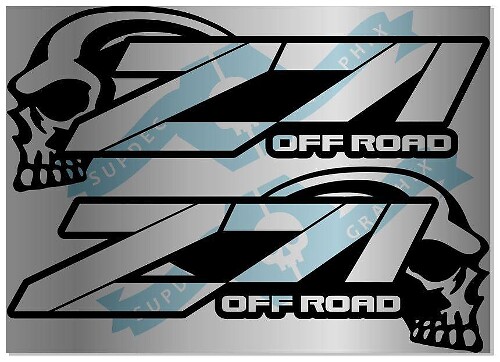 2 X Chevy SKULL Z71 4x4 OFF ROAD Sticker Silverado Vinyl Sticker