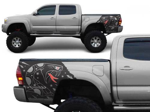 Toyota Tacoma TRD 4 x 4 bed SNAKE Custom Quarter Side Graphic stickers stickers past op modellen 2005-2018