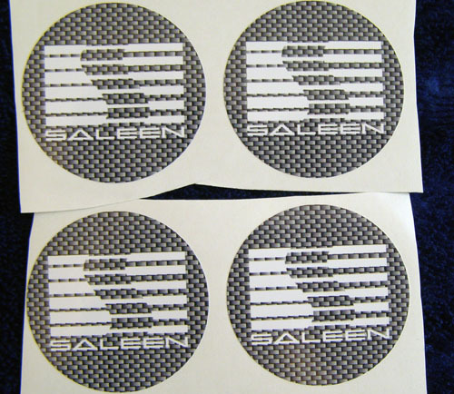 Saleen 4x stickers Wielnaafdop stickers stickers carbon grijze kleur