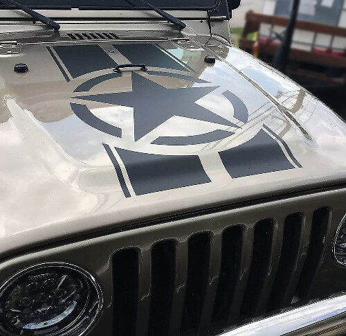 Military Star Hood Vinyl Decal voor Jeep Wrangler