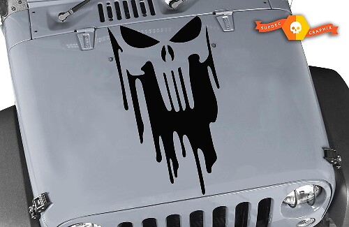 Drippend Punisher-Stijl Schedel Motief Vinyl Sticker voor Jeep Wrangler