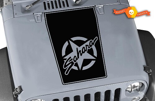 Sahara Star Blackout Motorkap Vinyl Sticker voor Jeep Wrangler