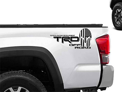 TRD Spartan Helm USA Vlag Stijl Bedside Vinyl Decal Set voor Toyota Trucks