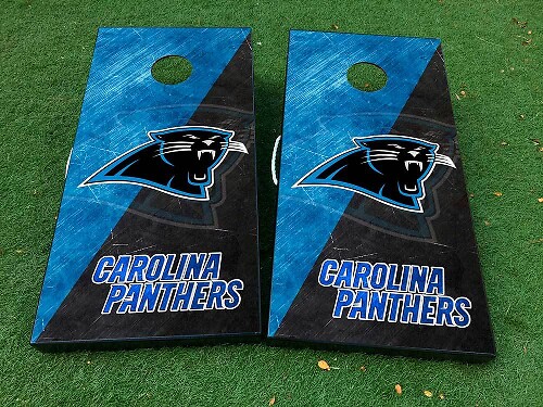Sticker Set met Vinyl Wrap voor Cornhole Bord in Football-stijl van de Carolina Panthers