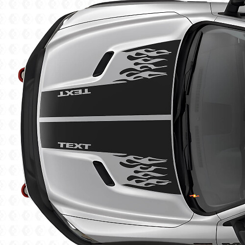 Custom Flames Stijl Motorkap Dubbele Strepen Vinyl Sticker voor Dodge Ram