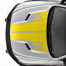 Custom Flames Stijl Motorkap Dubbele Strepen Vinyl Sticker voor Dodge Ram_6