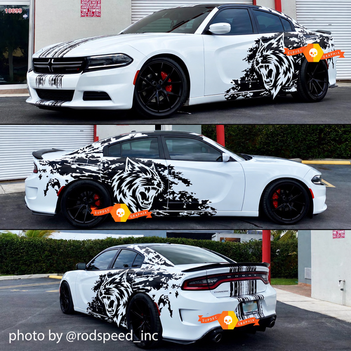 Custom Cat Head Versleten Streep Patroon Volledige Kit Vinyl Decal Sticker voor Dodge Charger