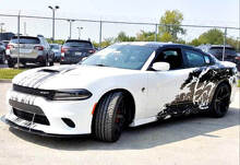 Dodge Challenger of Charger SRT Hellcat Splash Grunge Strepen Kit Hell Cat Vinyl Sticker Decal Grafisch
_3