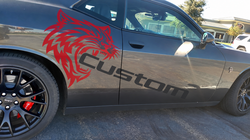 Custom Cat Head Two Color Pair — Vinylsticker (zijkant) voor Dodge Challenger