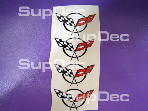 Corvette c5 4 stickers Corvette C5 wielnaafdop sticker set van 4