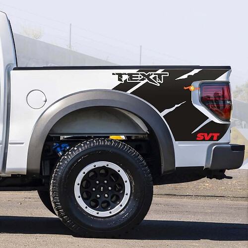 Aangepaste tekst gescheurde stijl bed zij vinyl decal kit voor Musclecar truck SVT 2010-14