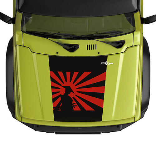Japanse Warrior Rode Zon Motorkap Vinyl Sticker voor Suzuki JIMNY