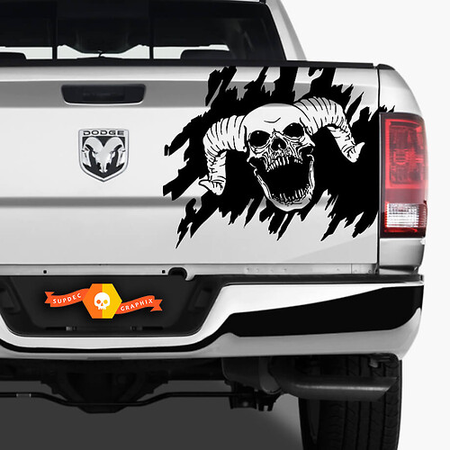 Dodge Ram Skull Splash Grunge Vinyl Decal Sticker Tailgate Trailgate Truck Voertuig Graphic Pick -up
