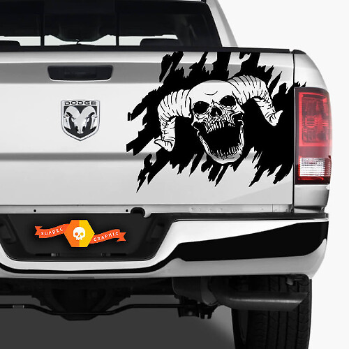 Skull Splash Graphic Achterklep Vinyl Decal voor Dodge Ram