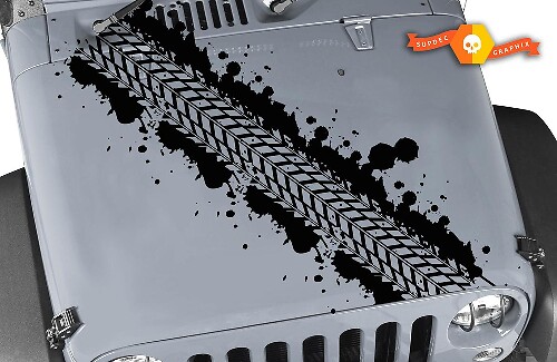Versleten Modderbandensporen Motorkap Vinylsticker voor Jeep Wrangler